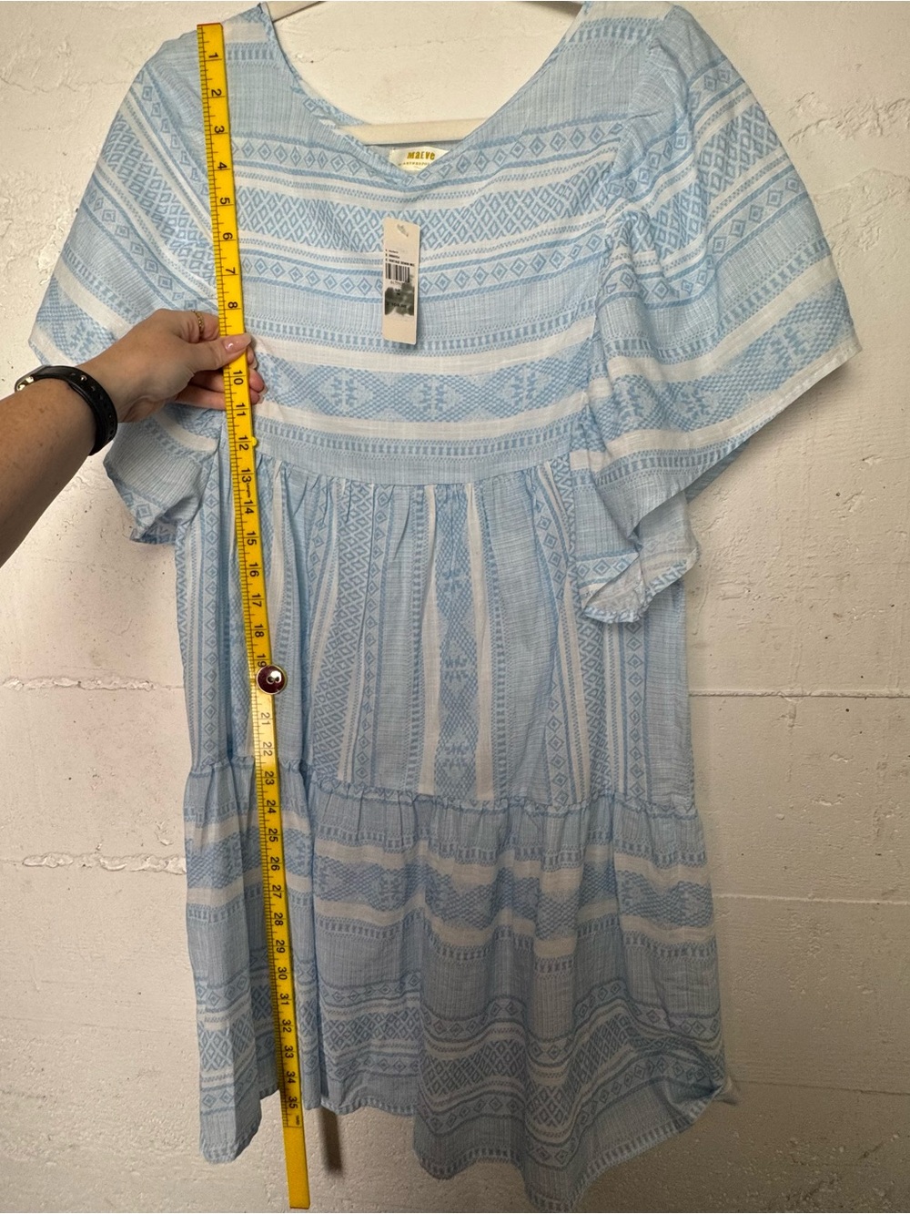 Anthro Maeve Vintage Denim lightweight Blue Striped 100% Cotton Summer Dress M - Picture 10 of 10